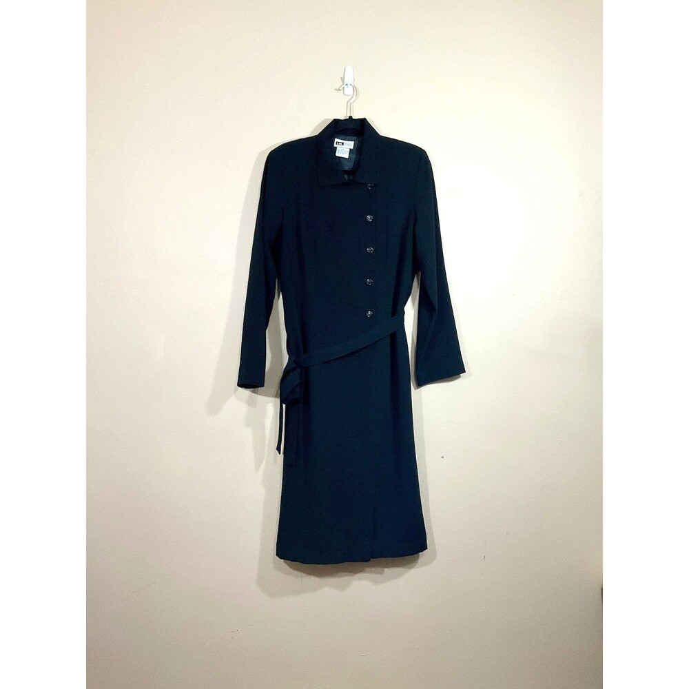 Vintage Womens Button Front Belted Maxi Dress 12 Back 90s Goth Witchy Grunge